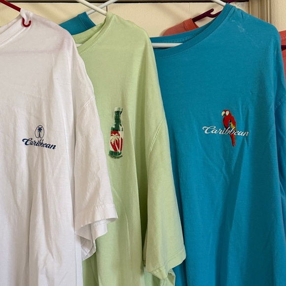 Caribbean Men's Short Sleeve Tees White Green Blue 4XT - Picture 2 of 5